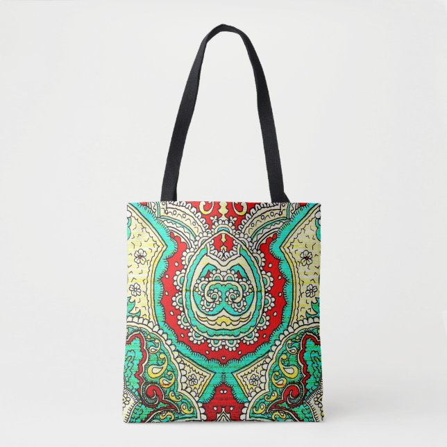 Tote Bag Décor néon arabesque : style années 80. (Devant)