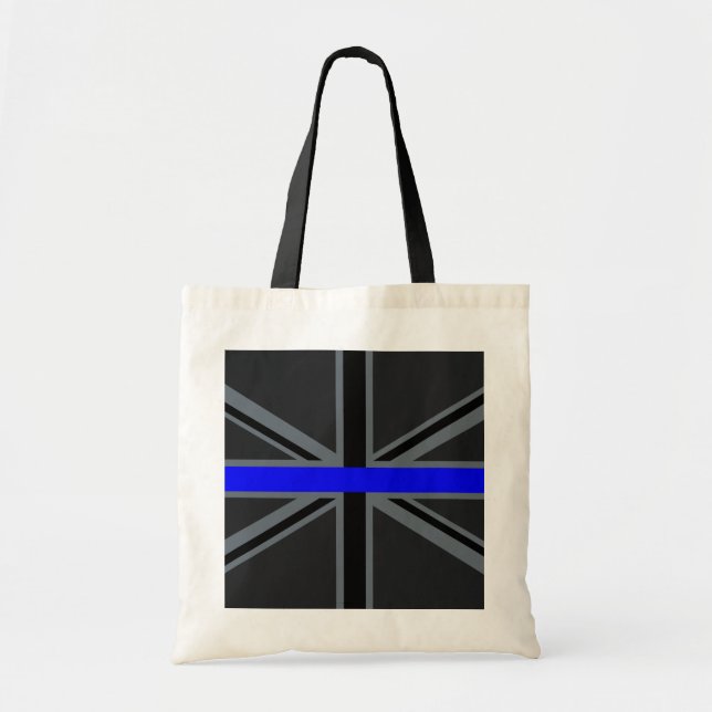 Tote Bag Décor Union Jack de Ligne Bleue Mince (Devant)