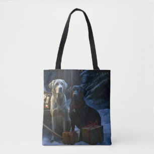 Tote Bag Décoration de Noël Chien de Traîneau enneigé Labra