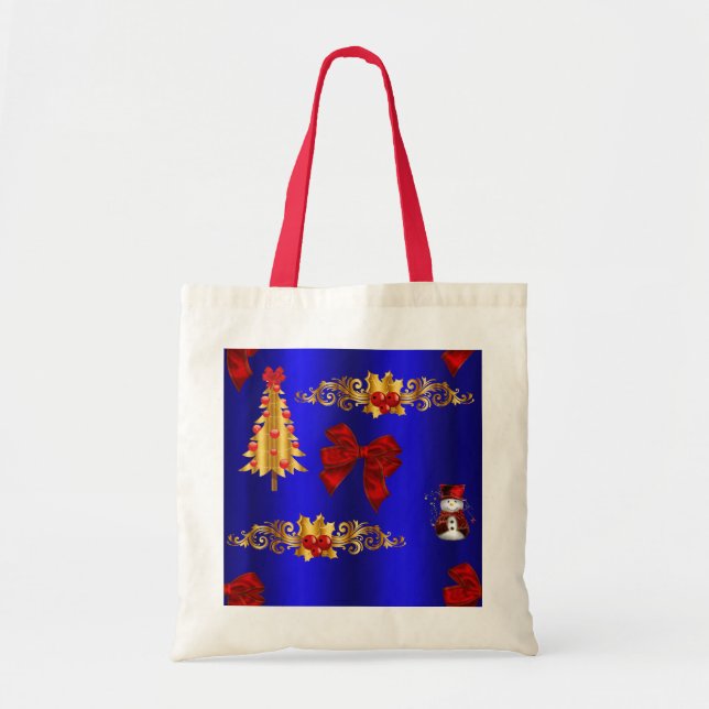 Tote Bag Décorations de Noël en bleu (Devant)