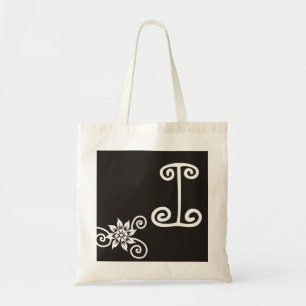 Tote Bag Décoré d'un monogramme noir et blanc