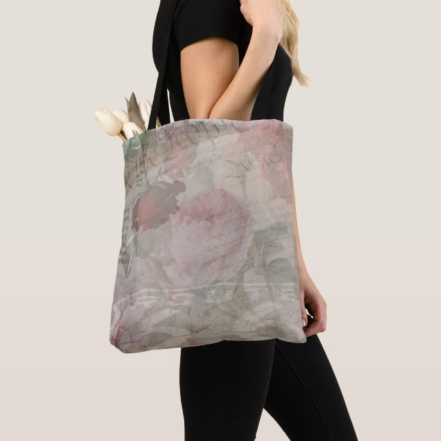 Tote Bag Découpage USA Floral Collage (De près)