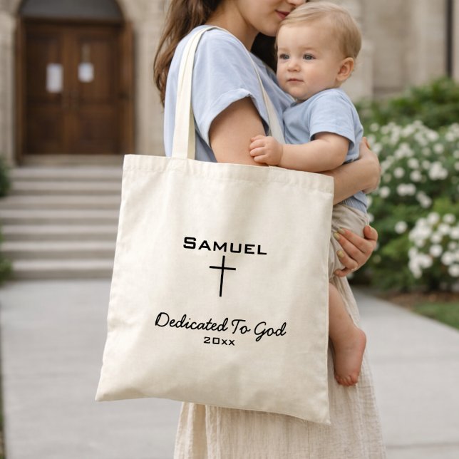 Tote Bag Dedicated to God Simple Cross Neutral Church (Créateur téléchargé)