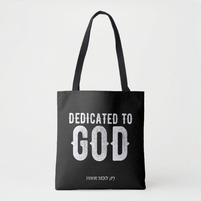 TOTE BAG DÉDIÉ À DIEU COOL PERSONNALISABLE TEXTE BLANC (Devant)