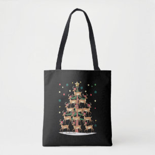 Tote Bag Deer Christmas Tree Drôle Vacances Cute Reindeer