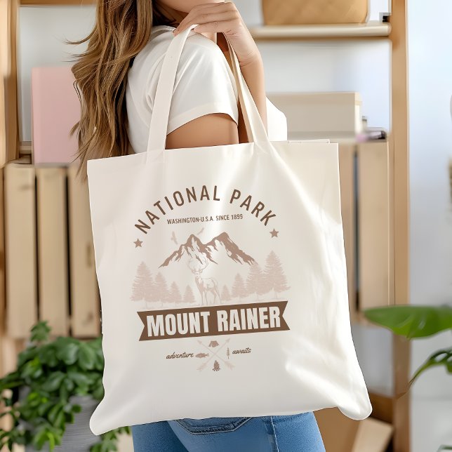 Tote Bag Deer & Mountain Scene – Mount Rainer (Créateur téléchargé)