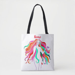Tote Bag Déesse aux cheveux longs multicolores Thunder_Cove