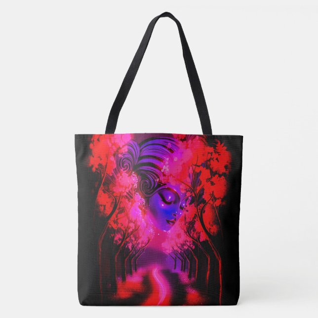 Tote Bag Déesse néon dans une forêt enchantée (Devant)