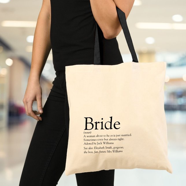 Tote Bag Définition de la mariée, Réception de mariage, Mar (Bride Definition, Bridal Shower, Wedding Tote Bag)