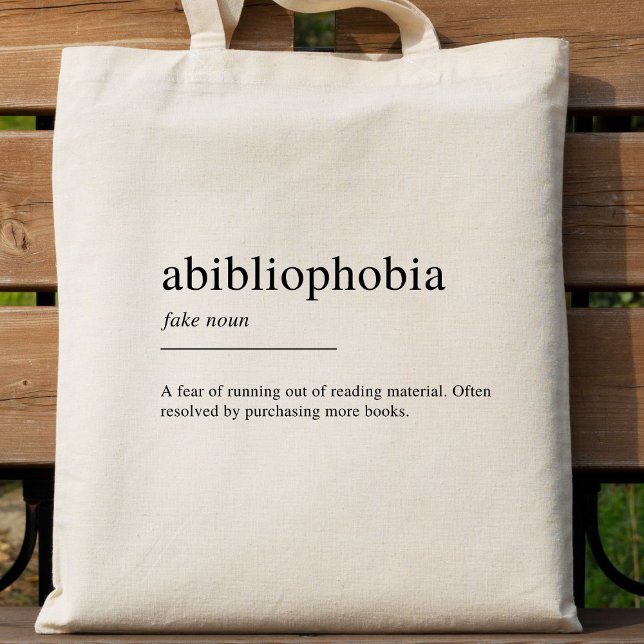 Tote Bag Définition de l'anbibliophobie (Créateur téléchargé)