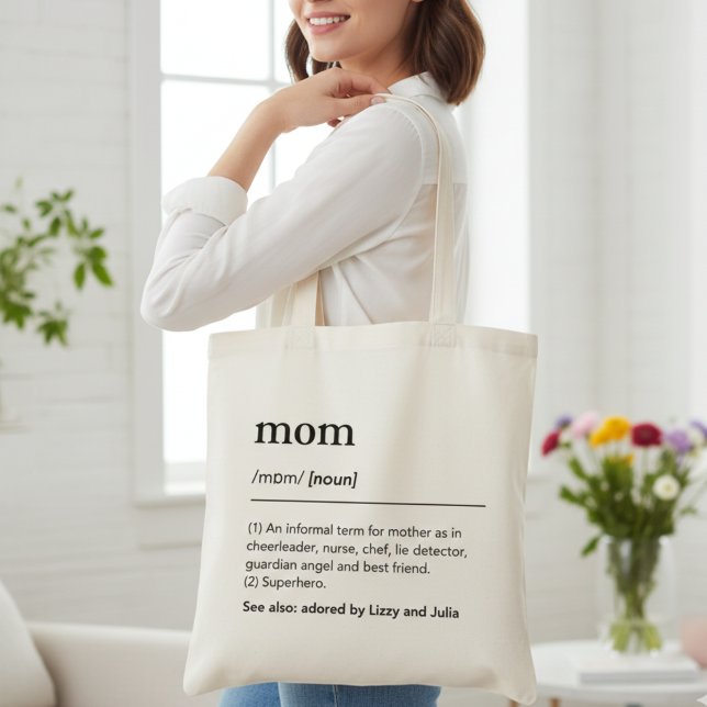 Tote Bag Définition de maman personnalisée pour la fête des (Funny Mom Definition Typography Design for Mother’s Tote Bag)