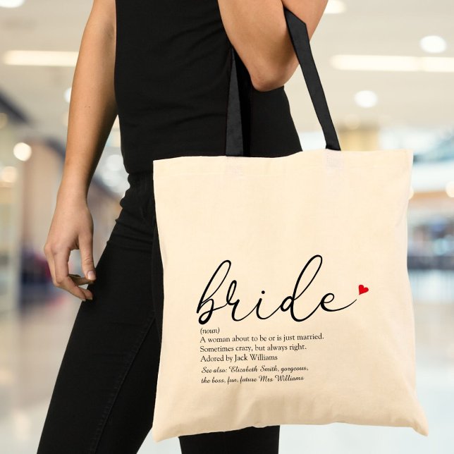 Tote Bag Définition de mariée Baby Shower Mariage (Bride Definition, Bridal Shower Elegant Script Tote Bag)