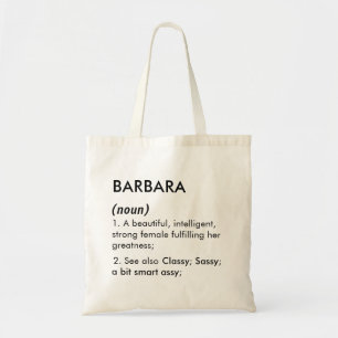 Tote Bag Définition de nom Barbara modifiable, nom personna