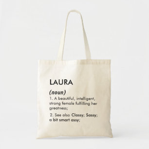 Tote Bag Définition de nom Laura modifiable, nom personnali
