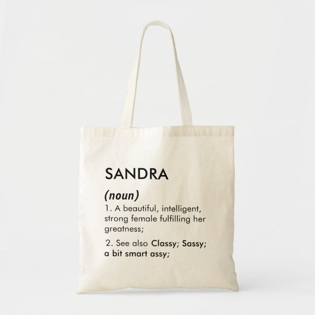 Tote Bag Définition de nom Sandra modifiable, nom personnal (Devant)