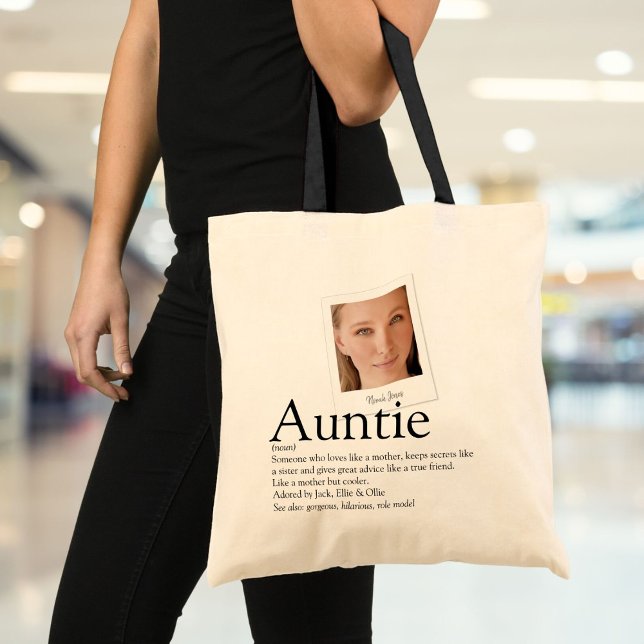 Tote Bag Définition de tante moderne Photo (Modern Aunt Auntie Definition Photo Tote Bag)