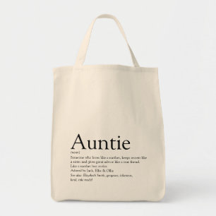 Tote Bag Définition de tante préférée en noir et blanc
