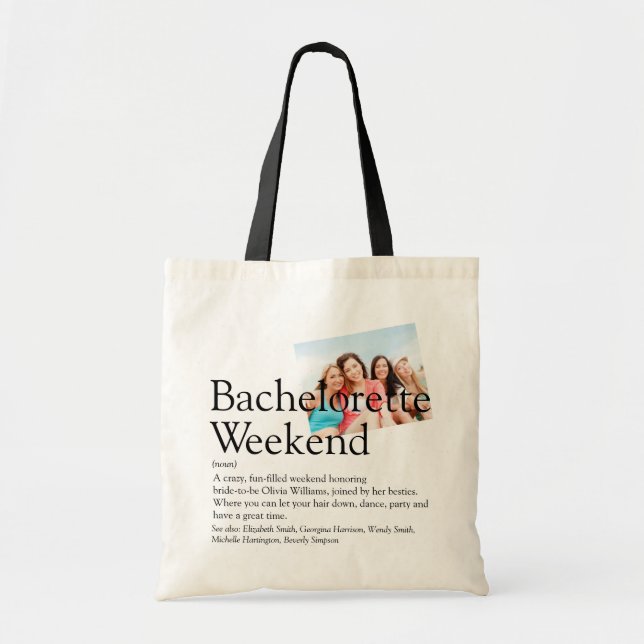 Tote Bag Définition de week-end de Bachelorette Photo (Devant)