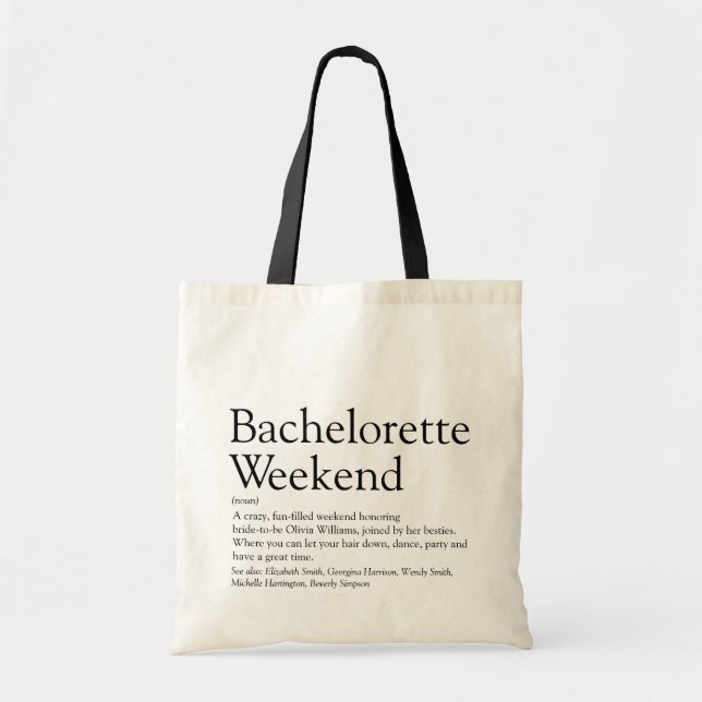 Tote Bag Définition de week-end de célibataire personnalisé (Devant)