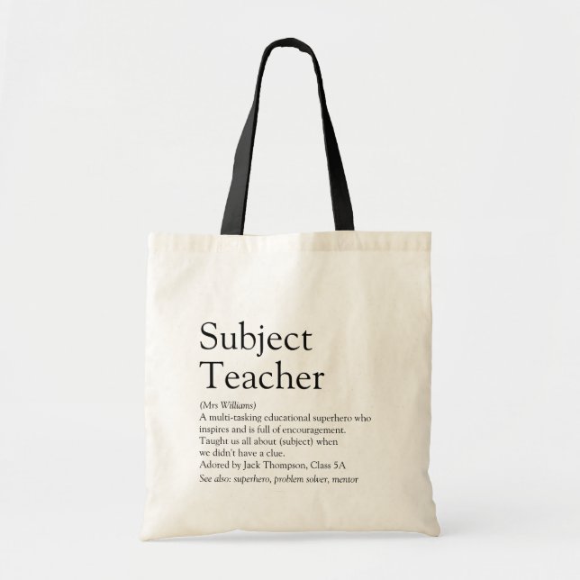 Tote Bag Définition du meilleur enseignant du monde (Devant)