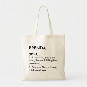 Tote Bag Définition du nom Brenda modifiable, nom personnal