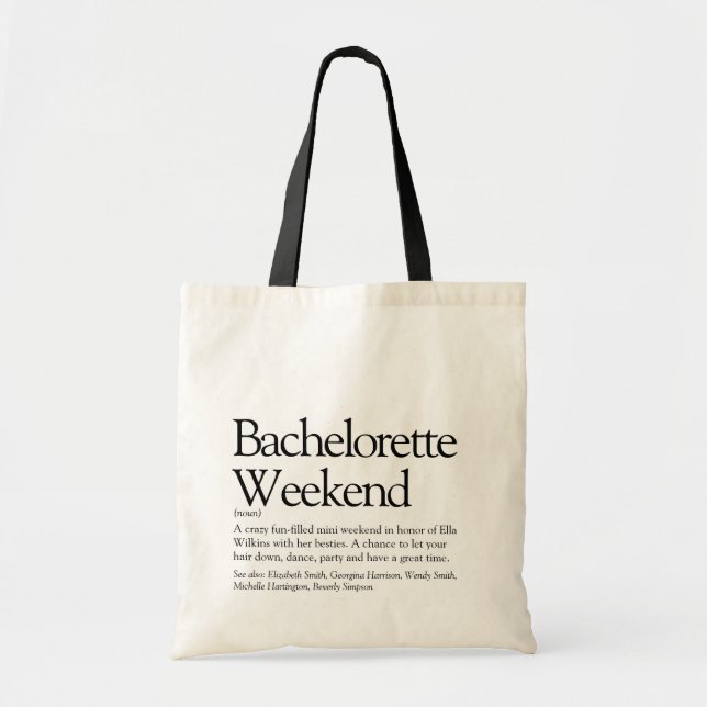 Tote Bag Définition du week-end de bachelorette personnalis (Devant)