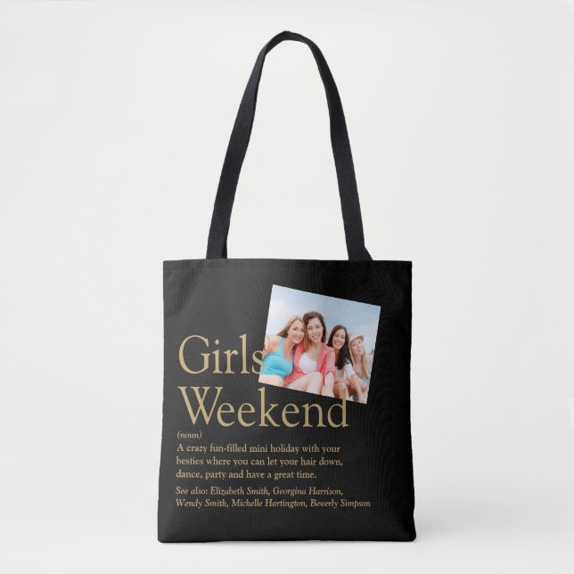 Tote Bag Définition du week-end des filles photo personnali (Devant)