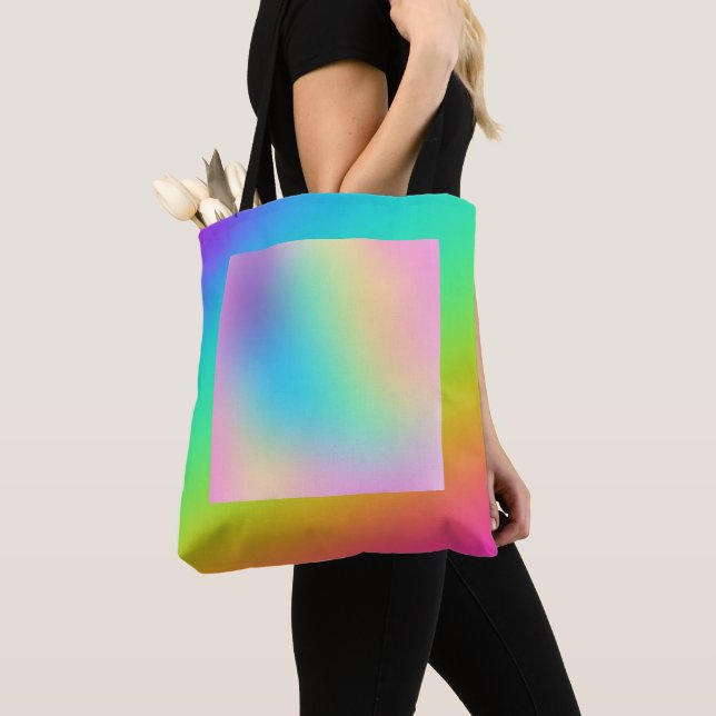 Tote Bag Dégradé arc-en-ciel brillant (De près)