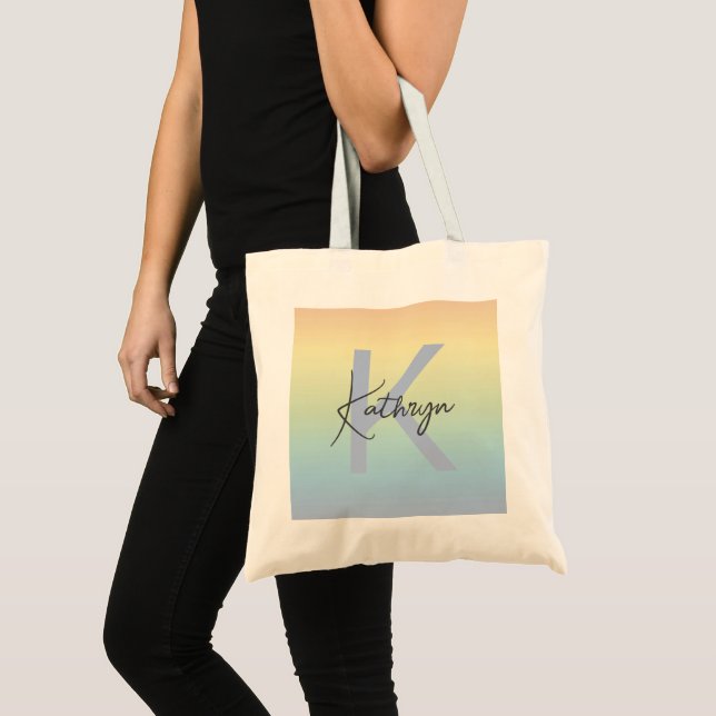Tote Bag Dégradé arc-en-ciel pastel  (Devant (produit))