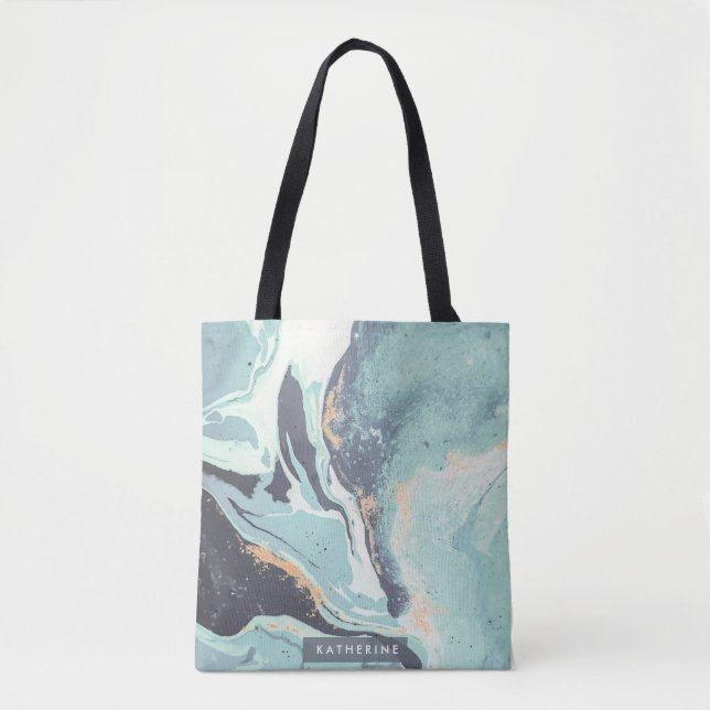Tote Bag Dégradé bleu Abstrait (Devant)