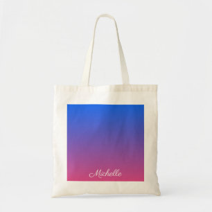 Tote Bag dégradé bleu et rose foncé personnalisé