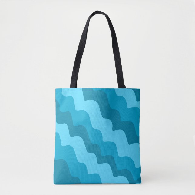 Tote Bag Dégradé bleu ondulé des vagues océaniques (Devant)