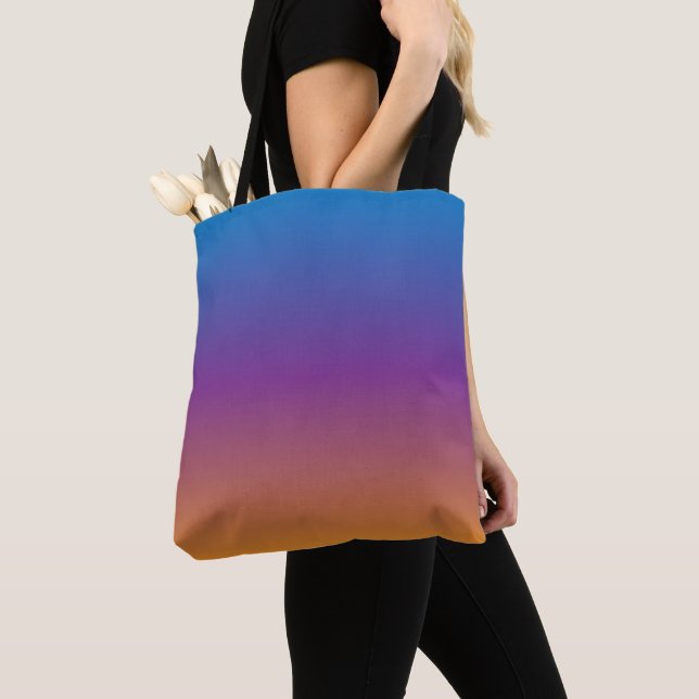 Tote Bag Dégradé de bleu, violet et orange (De près)