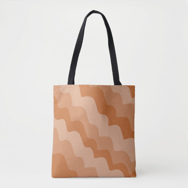 Tote Bag Dégradé des vagues océaniques ondulées Brown (Devant)