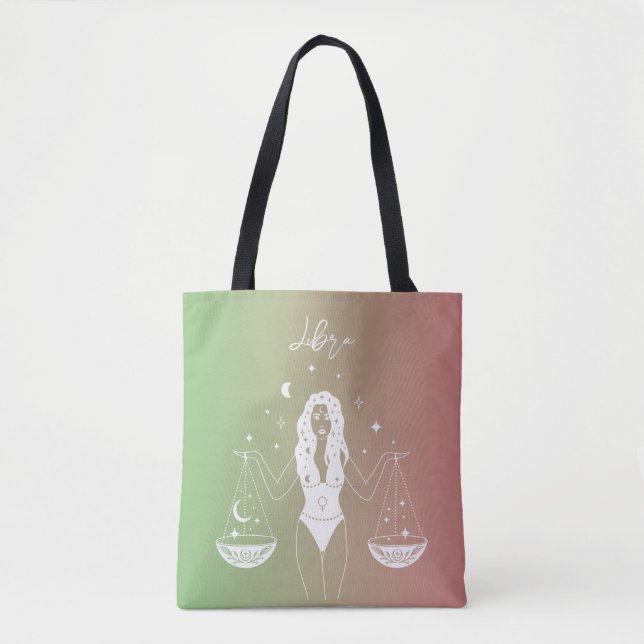 Tote Bag Dégradé du signe étoile du zodiaque de Libra (Devant)