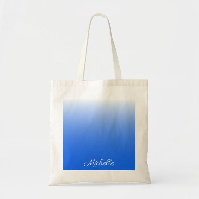 Tote Bag dégradé personnalisé ombre électrique bleu (Devant)