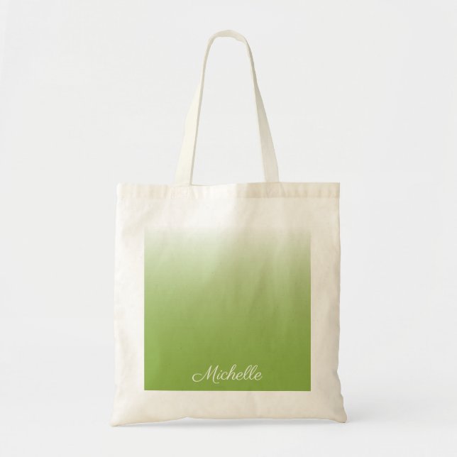 Tote Bag dégradé personnalisé vert vert foncé (Devant)