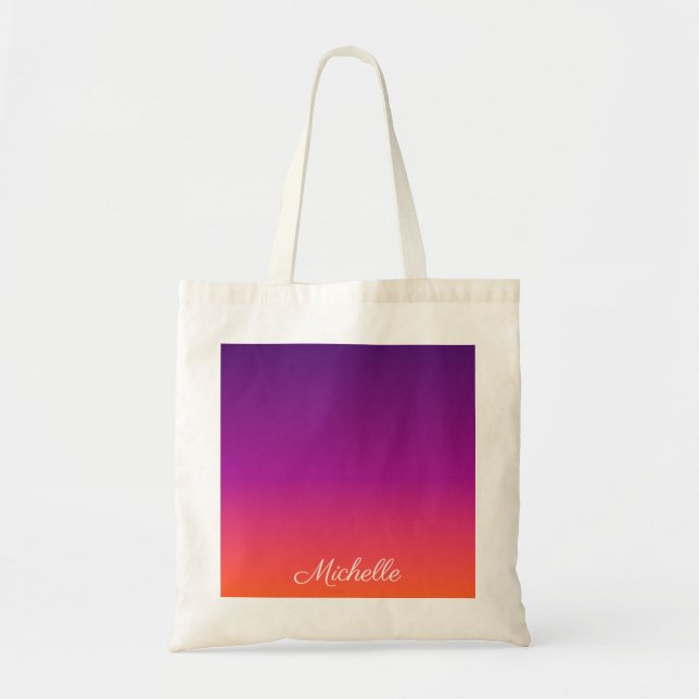 Tote Bag dégradé violet, rose et orange foncé (Devant)