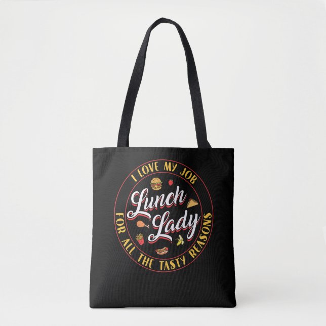 Tote Bag Déjeuner Lady Déjeuner Lady J'Aime Mon Travail Pou (Devant)