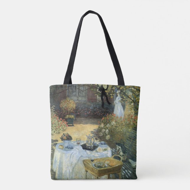 Tote Bag Déjeuner par Claude Monet, Impressionnisme Vintage (Dos)