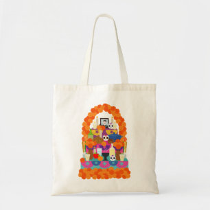 Tote Bag Delantal Largo Playera dia de muertos, autel de mu