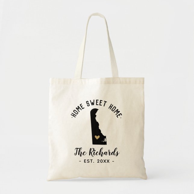 Tote Bag Delaware Home Sweet Home Famille Monogramme (Devant)