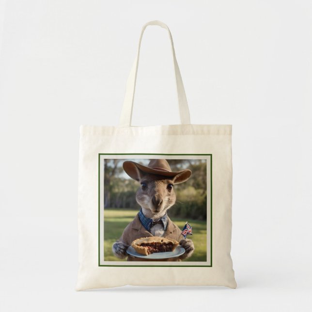 Tote Bag "Délice de l'Outback : Un kangourou mange une tour (Devant)