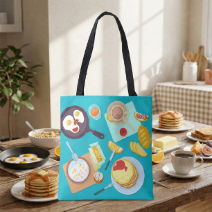 Tote Bag Délicieux petit déjeuner Pancakes Oeufs Café