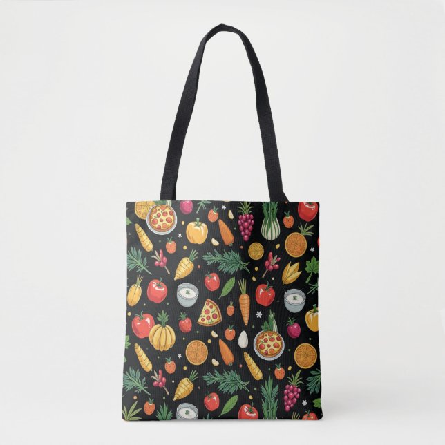 Tote Bag Delicious Food Fiesta | Vibrant Culinary (Devant)