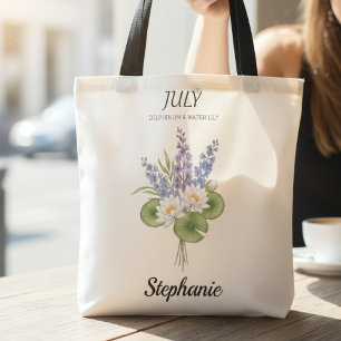 Tote Bag Delphinium Nénuphar Fleur de naissance du mois de