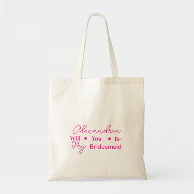 Tote Bag Demande de témoin de mariage simple rose vif (Devant)