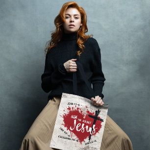 Tote Bag DEMANDEZ À PROPOS DE JÉSUS Gospel tendance Graffit
