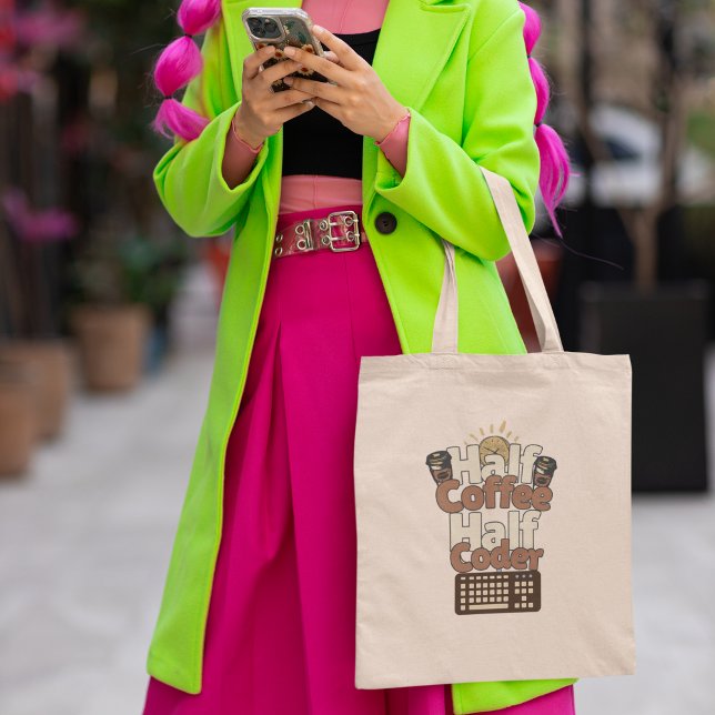 Tote Bag Demi-Café, Demi-Codeur (Créateur téléchargé)