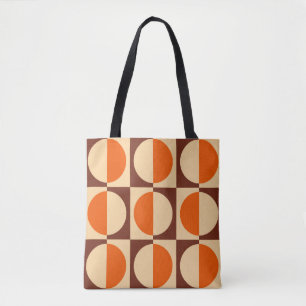 Tote Bag Demi-Carré géométrique rétro et Motif circulaire